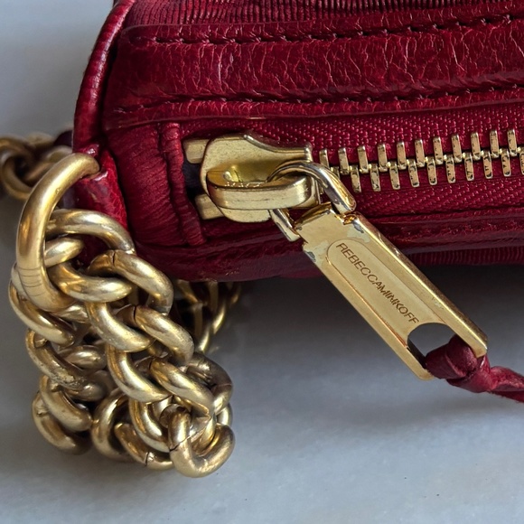 REBECCA MINKOFF MAC Clutch Bombe Blood Red Leather Crossbody Shoulder Bag - Picture 9 of 12